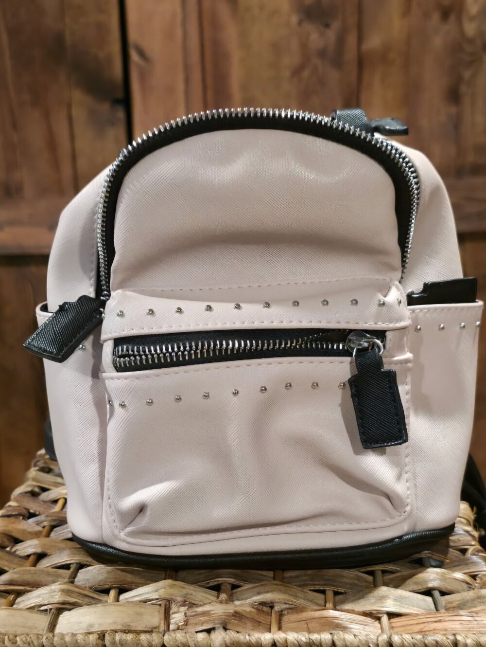Blush Pink Mini Backpack with Stud Accents - Compact Everyday Pack